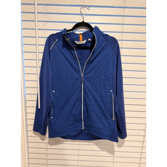 Peter Millar Men's Blue Golf Jacket Puffer Quilted Front Full Zip Size M